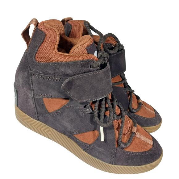 SOREL! BURNT ORANGE, BROWN GENUINE LEATHER & SUEDE OUT & ABOUT SNEAKERS! SZ 7.5 - Picture 11 of 11